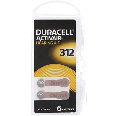 Duracell Activair Hearing Aid | Size 312 - Pack of 6 Batteries